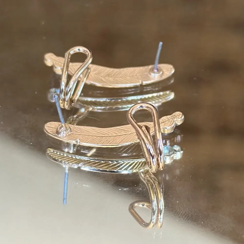 Feathered Ear Climber and Cuff Earrings
